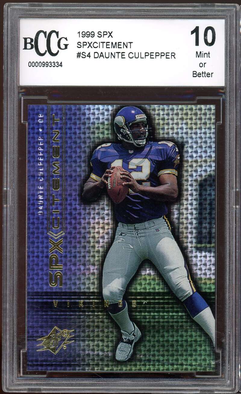 Daunte Culpepper Rookie Card 1999 SPx SPxcitement #S4 BGS BCCG 10 Image 1