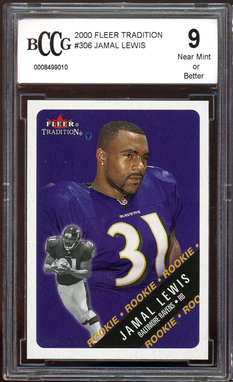 Jamal Lewis Rookie Card 2000 Fleer Tradition #306 BGS BCCG 9 Image 1