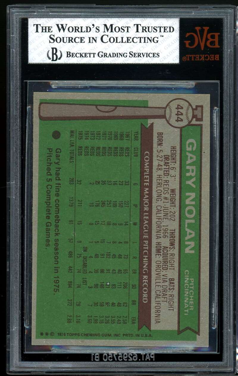 Gary Nolan Card 1976 Topps #444 BGS BVG 6.5 Image 2