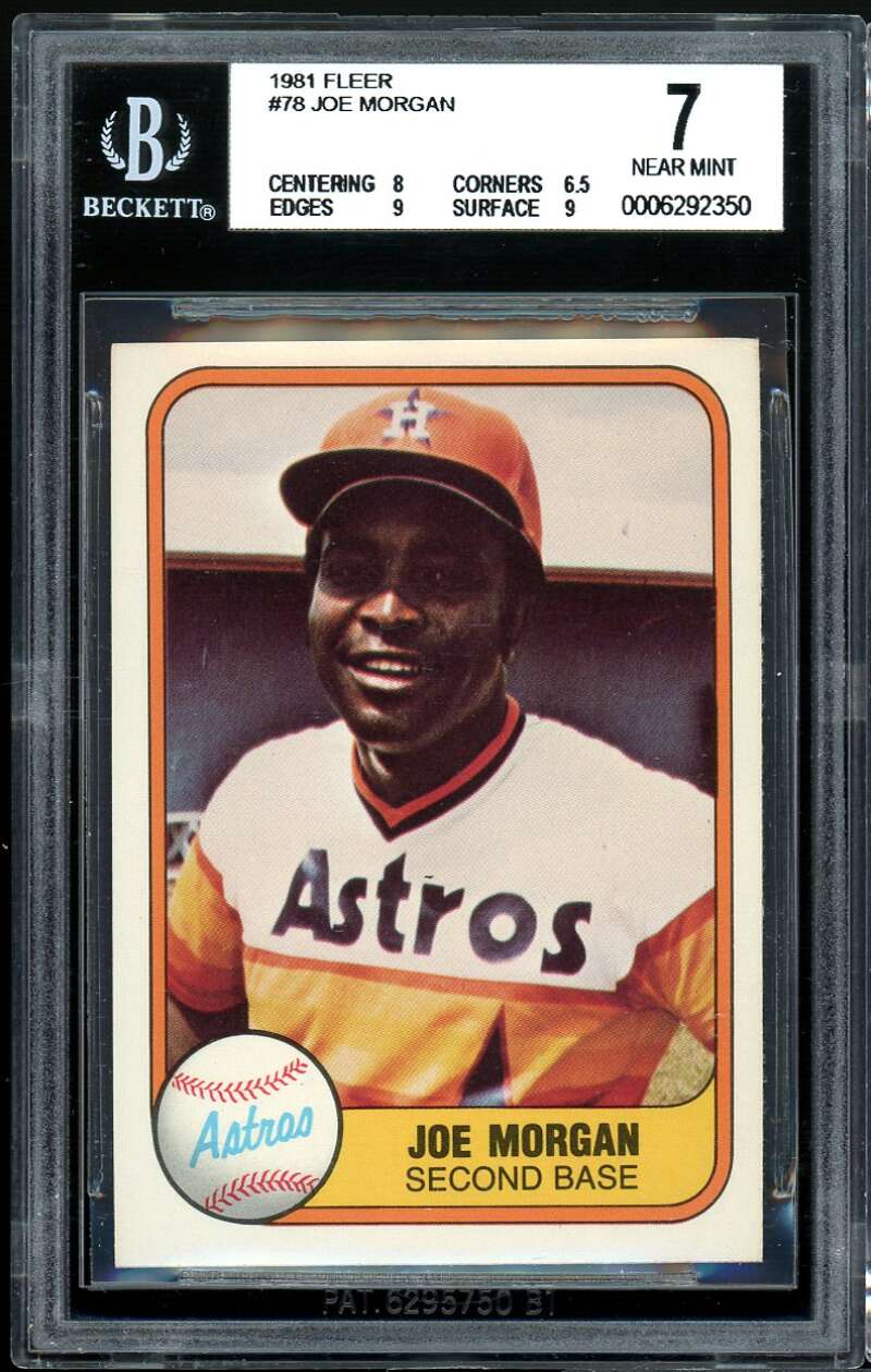 Joe Morgan Card 1981 Fleer #78 BGS 7 (8 6.5 9 9) Image 1