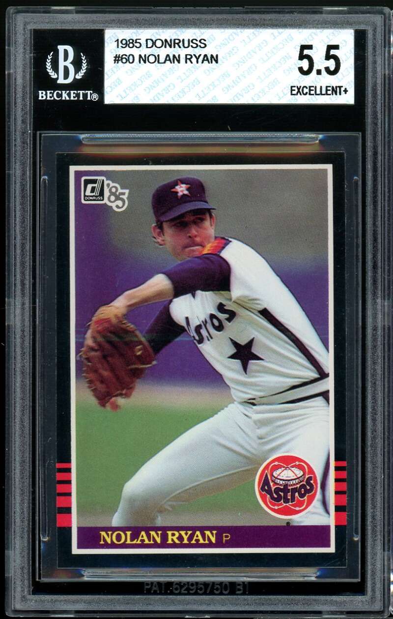 Nolan Ryan Card 1985 Donruss #60 BGS 5.5 (8.5 9.5 9 4.5) Image 1