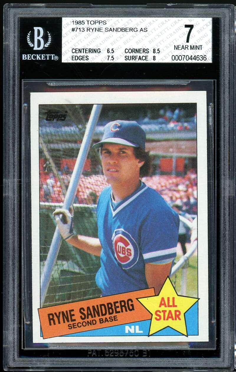 Ryne Sandberg Card 1985 Topps #713 BGS 7 (6.5 8.5 7.5 8) Image 1