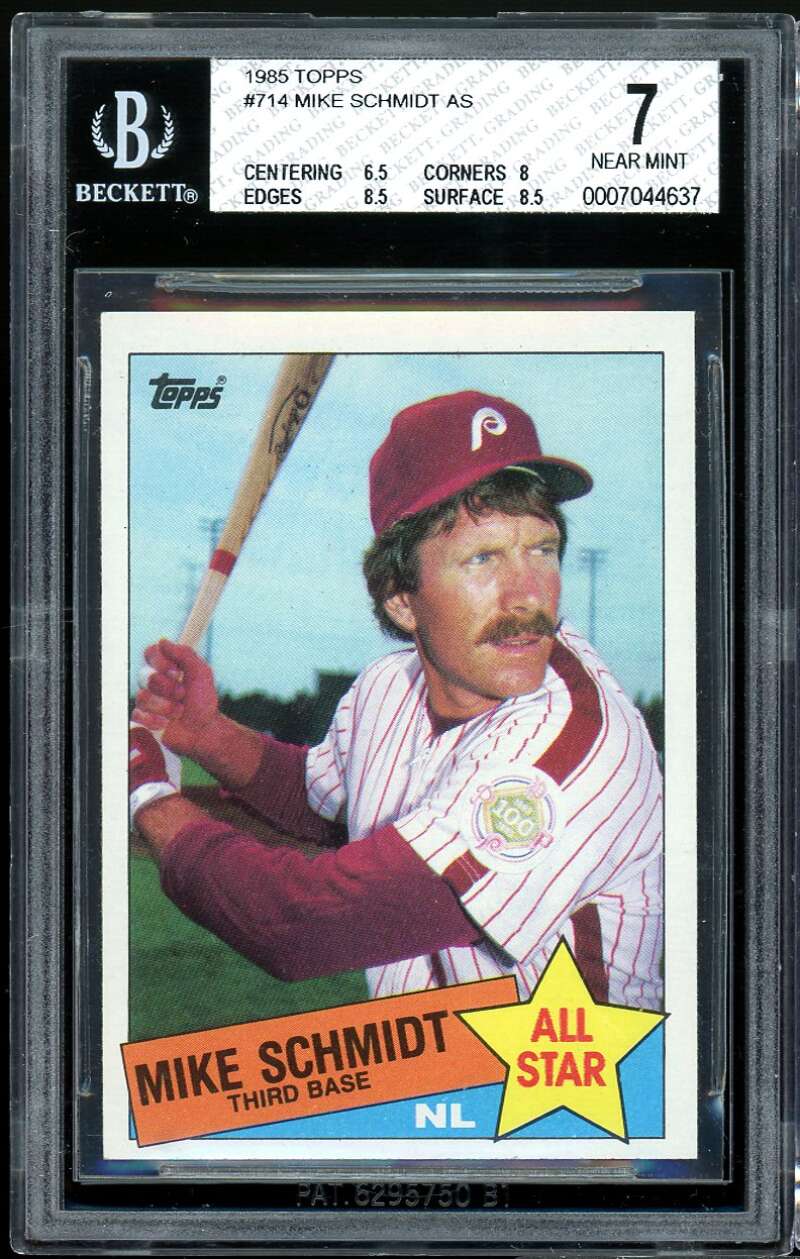 Mike Schmidt Card 1985 Topps #714 BGS 7 (6.5 8 8.5 8.5) Image 1