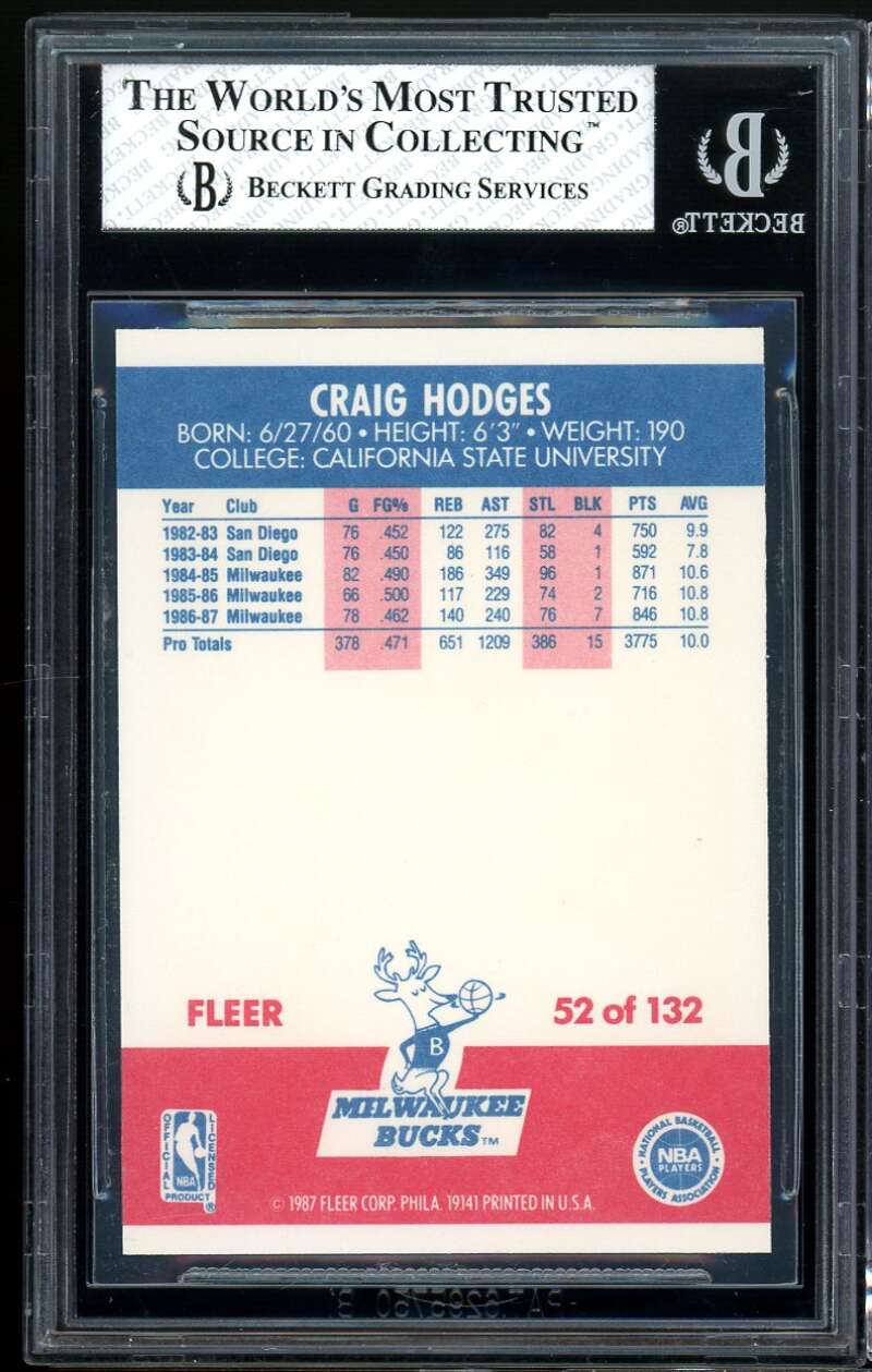 Craig Hodges Card 1987-88 Fleer #52 BGS 8 Image 2