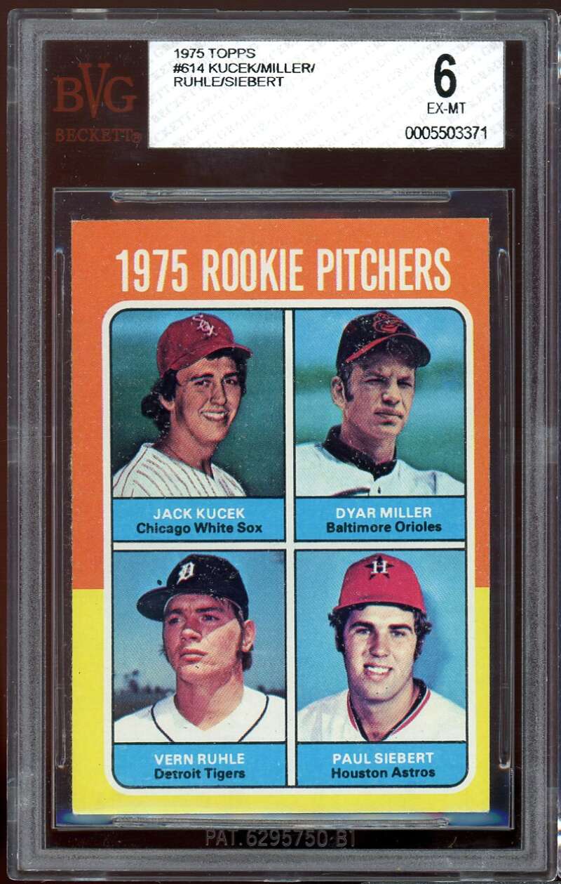 Jack Kucek/Dyar Miller/Vern Ruhle/Paul Siebert Rookie 1975 Topps #614 BGS BVG 6 Image 1