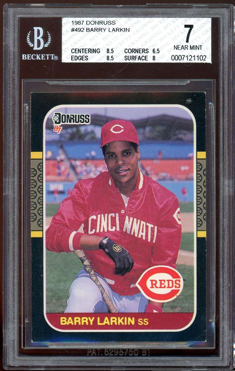 Barry Larkin Rookie Card 1987 Donruss #492 BGS 7 (8.5 6.5 8.5 8) Image 1