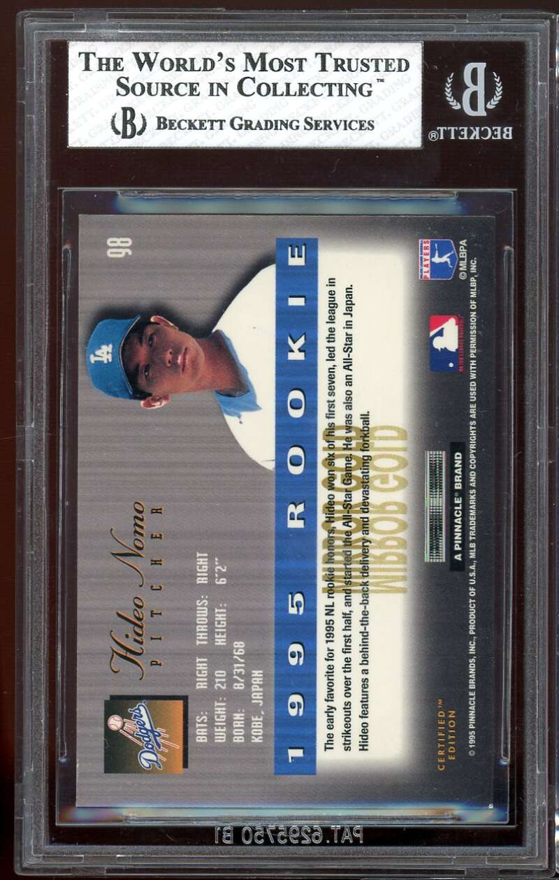 Hideo Nomo Rookie 1995 Select Certified Mirror Gold #98 BGS 4.5 (9.5 6.5 8 3.5) Image 2