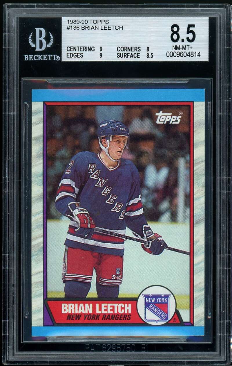 Brian Leetch Rookie Card 1989-90 Topps #136 BGS 8.5 (9 8 9 8.5) Image 1