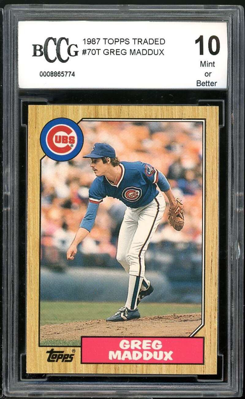 1987 Topps Traded #70T Greg Maddux Rookie Card BGS BCCG 10 Mint+ Image 1