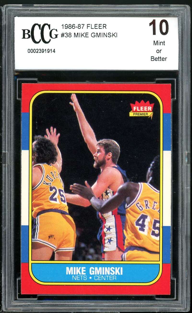 1986-87 Fleer #38 Mike Gminski Card BGS BCCG 10 Mint+ Image 1