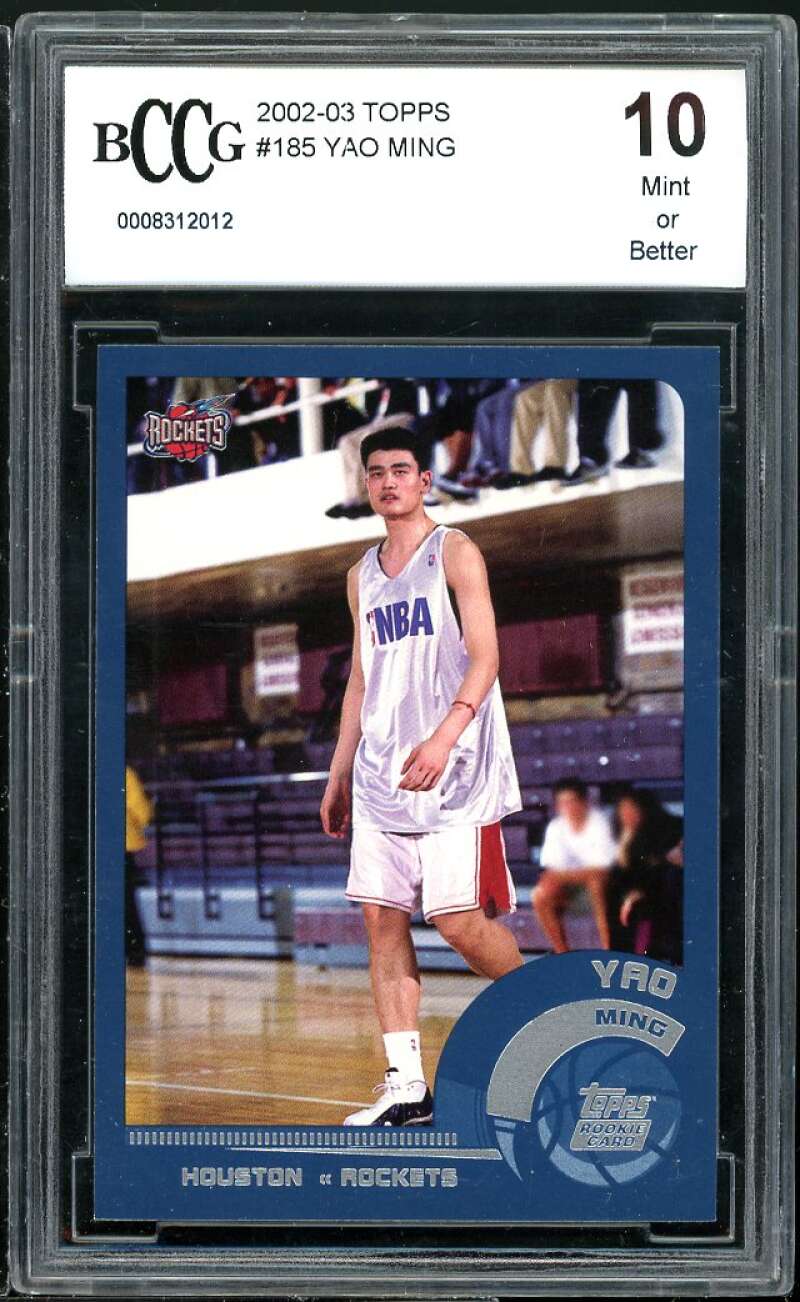 2002-03 Topps #185 Yao Mint Rookie Card BGS BCCG 10 Mint+ Image 1