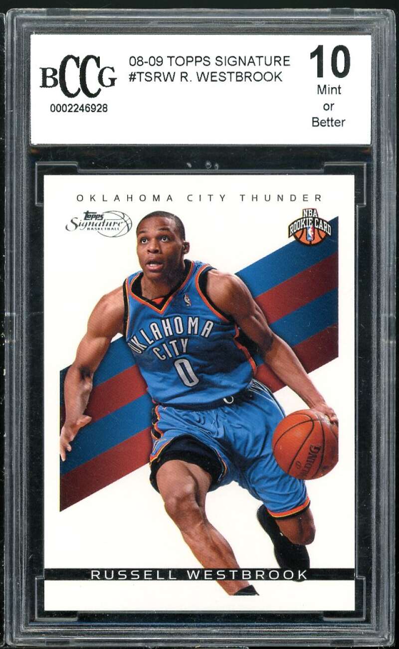 2008-09 Topps Signature #tsrw Russell Westbrook Rookie Card BGS BCCG 10 Mint+ Image 1