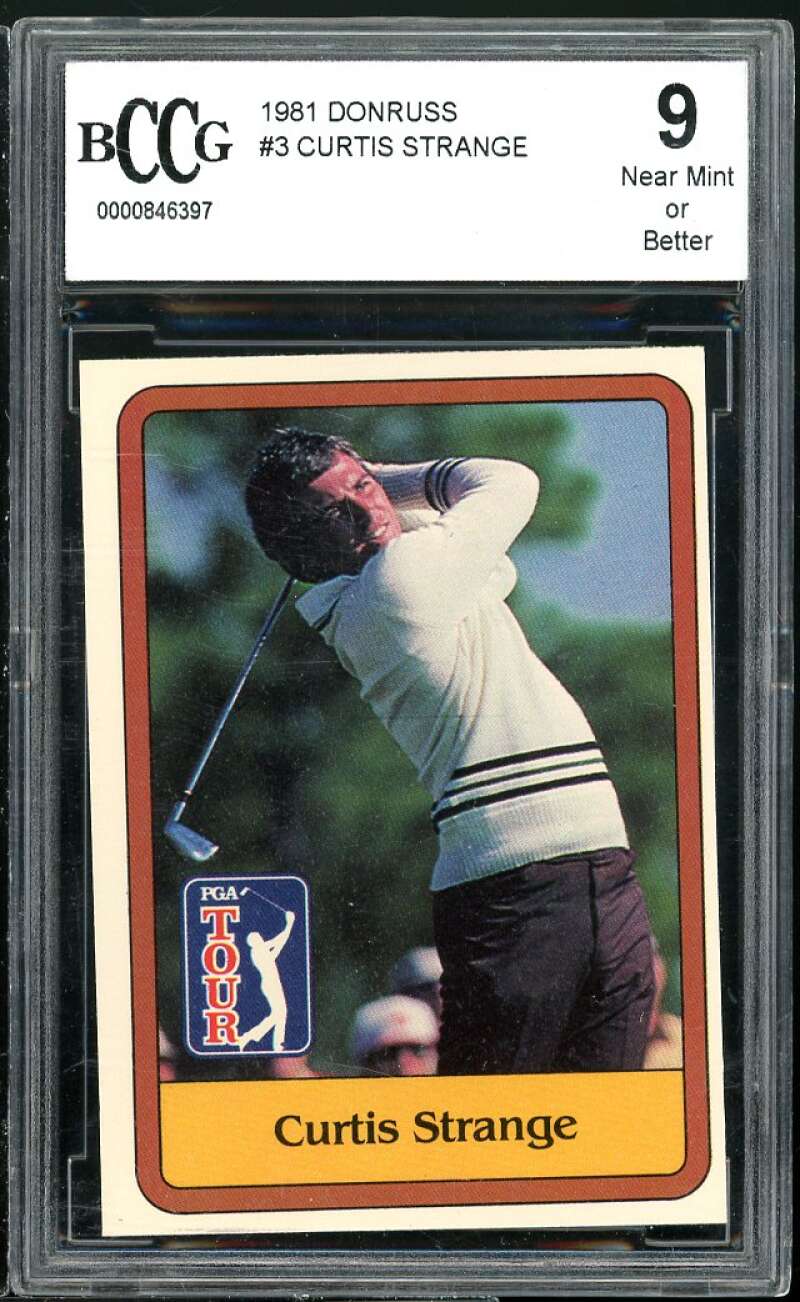 1981 Donruss #4 Curtis Strange Golf Rookie Card BGS BCCG 9 Near Mint+ Image 1