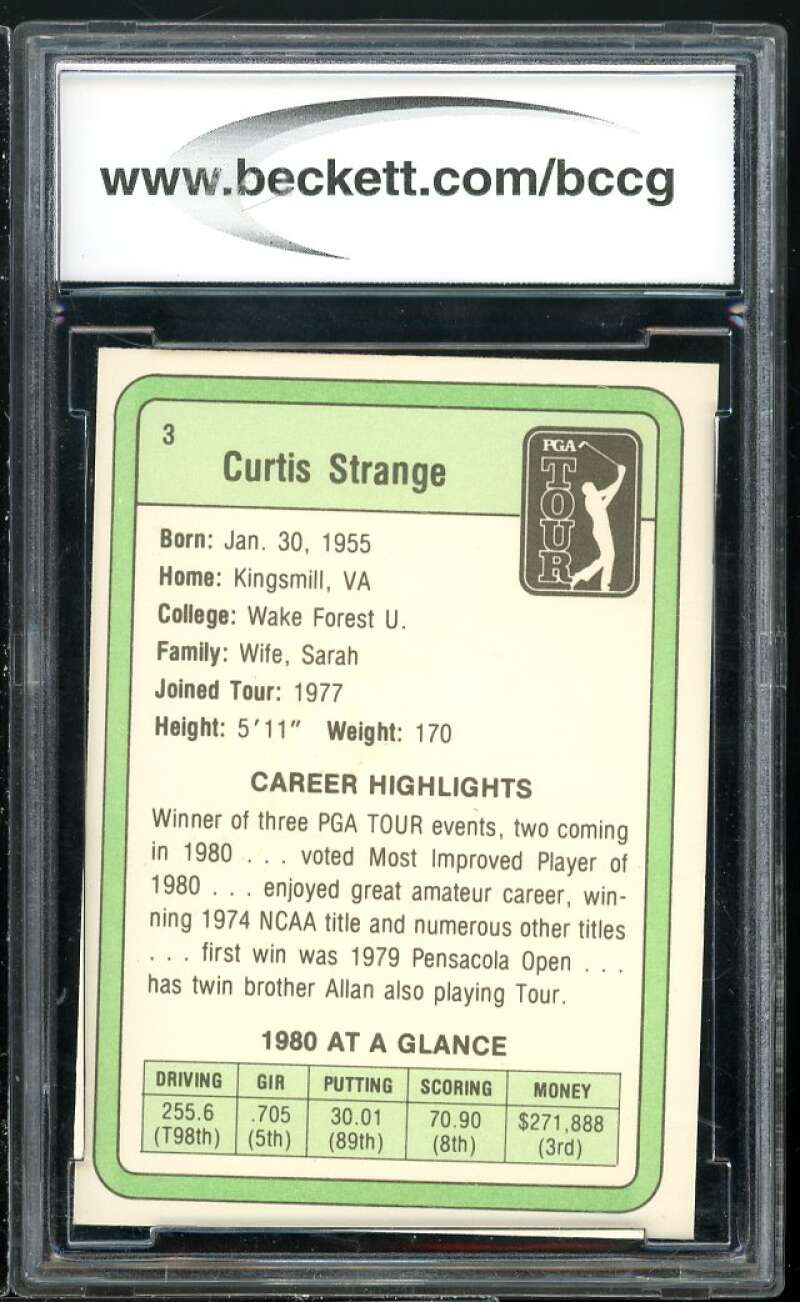 1981 Donruss #4 Curtis Strange Golf Rookie Card BGS BCCG 9 Near Mint+ Image 2