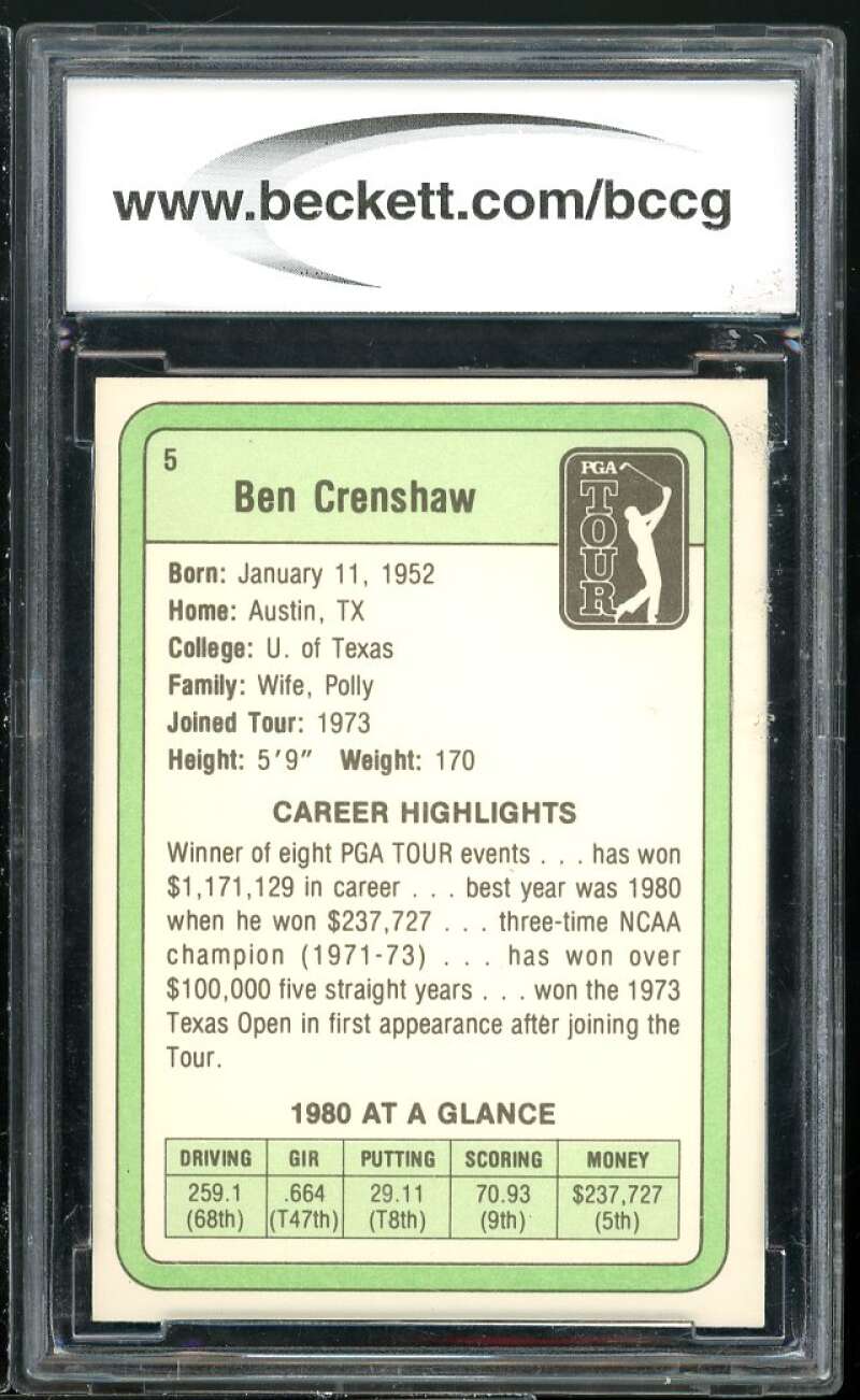 1981 Donruss #5 Ben Crenshaw Golf Rookie Card BGS BCCG 9 Near Mint+ Image 2