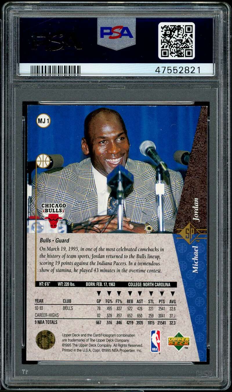 Michael Jordan Card 1994-95 SP #MJ1 PSA 8.5 Image 2