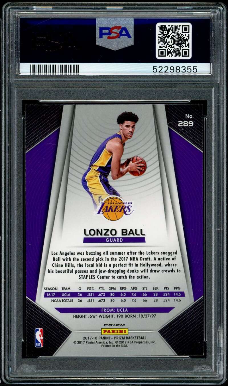 Lonzo Ball Rookie Card 2017-18 Panini Prizm Green Prizm #289 Image 2