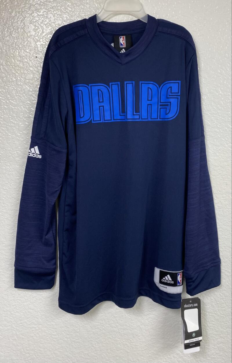 Dallas Mavericks Adidas Long Sleeve Climalite Dark Blue Kids Shirt M 10/12 Image 1
