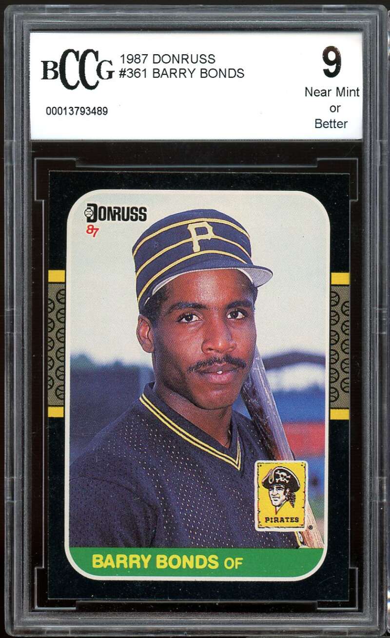 1987 Donruss #361 Barry Bonds Rookie Card BGS BCCG 9 Near Mint+ Image 1