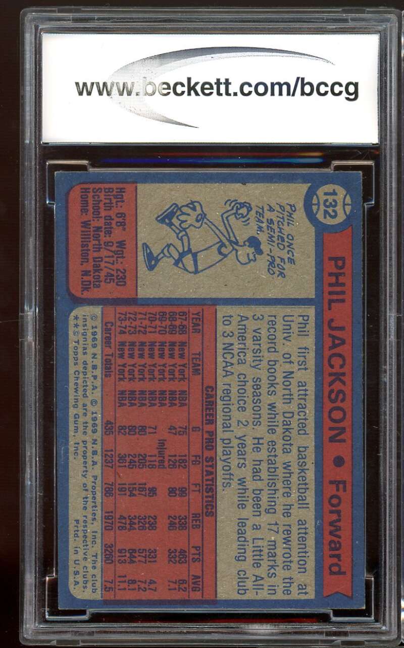 1974-75 Topps #132 Phil Jackson Card BGS BCCG 9 Near Mint+ Image 2