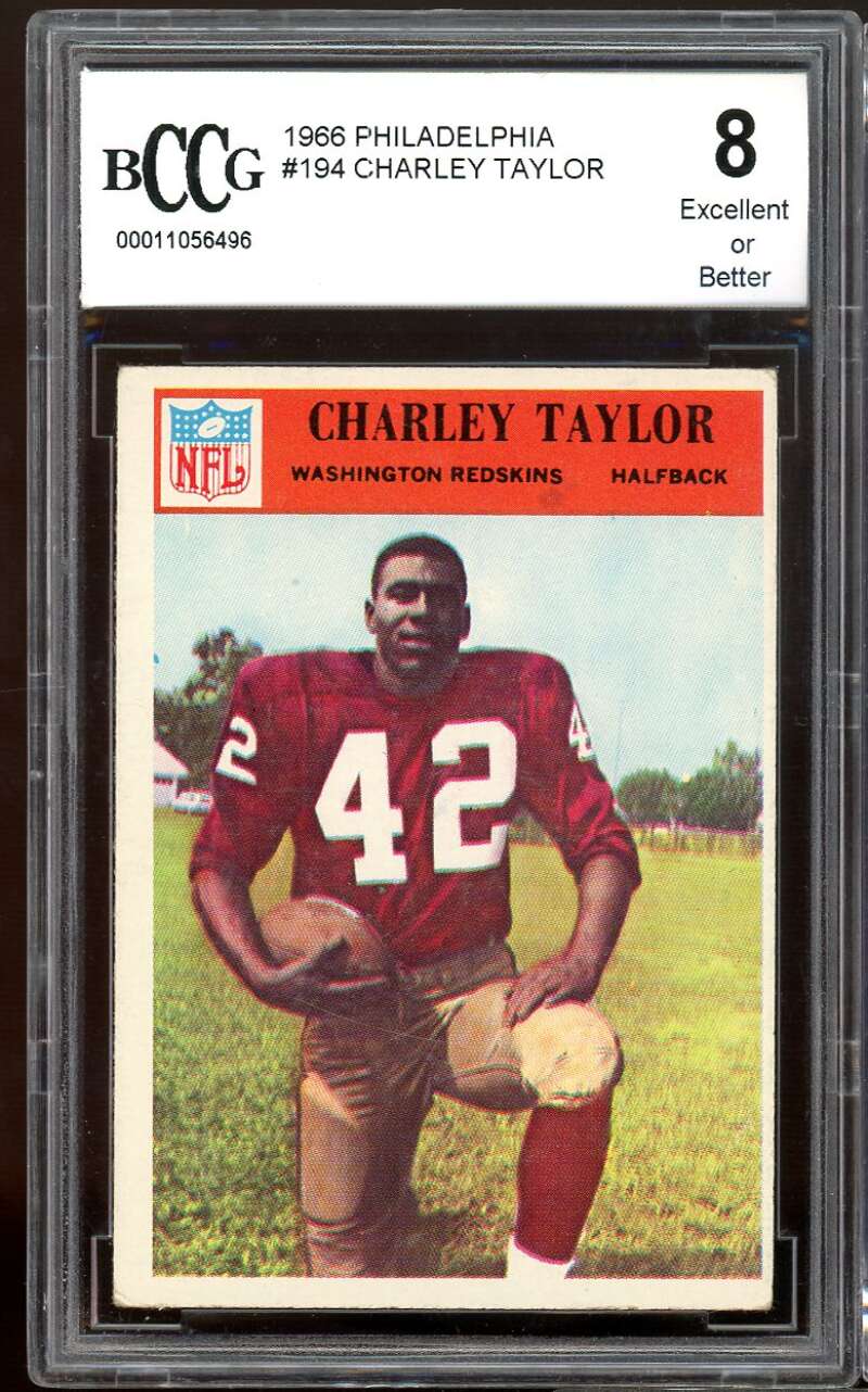 1966 Philadelphia #194 Charley Taylor Card BGS BCCG 8 Excellent+ Image 1