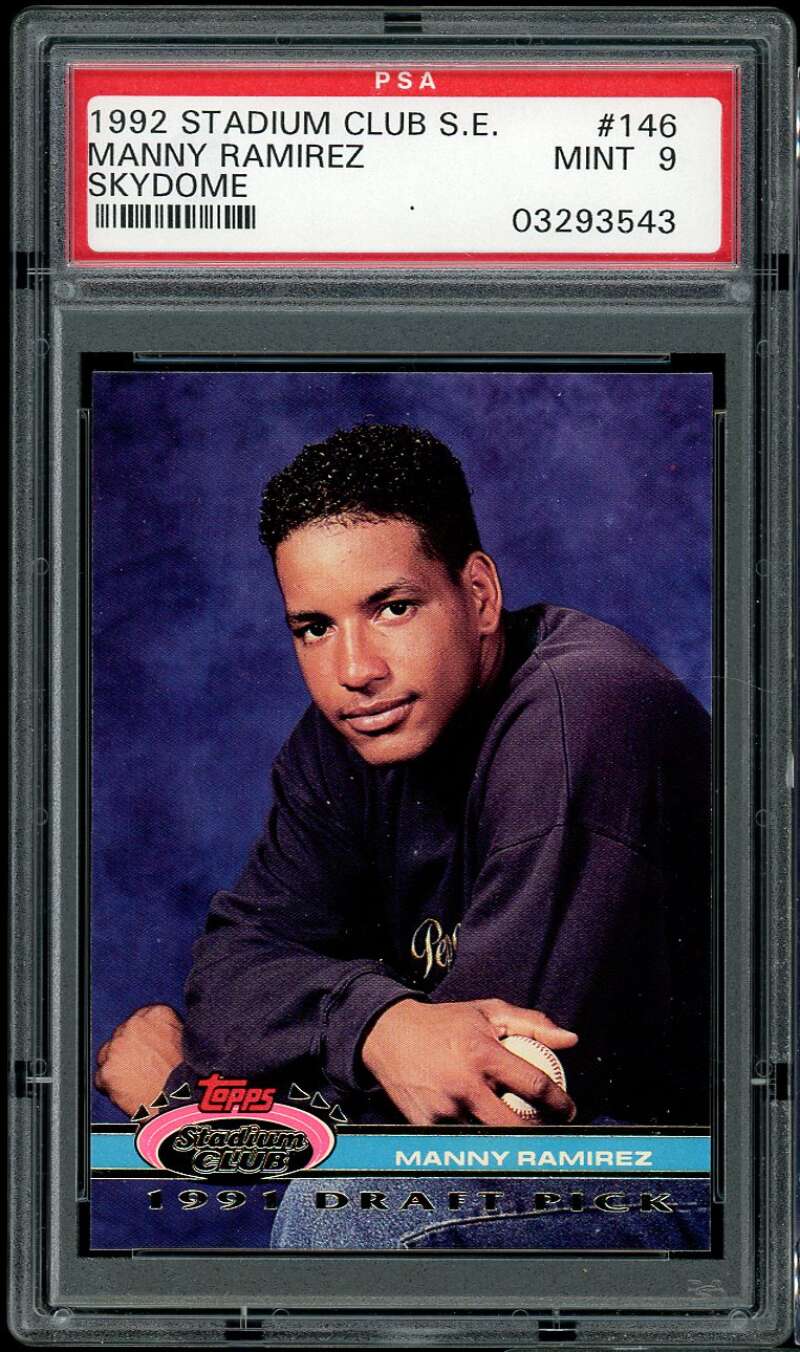 Manny Ramirez Rookie Card 1992 Stadium Club Dome #146 PSA 9 Image 1