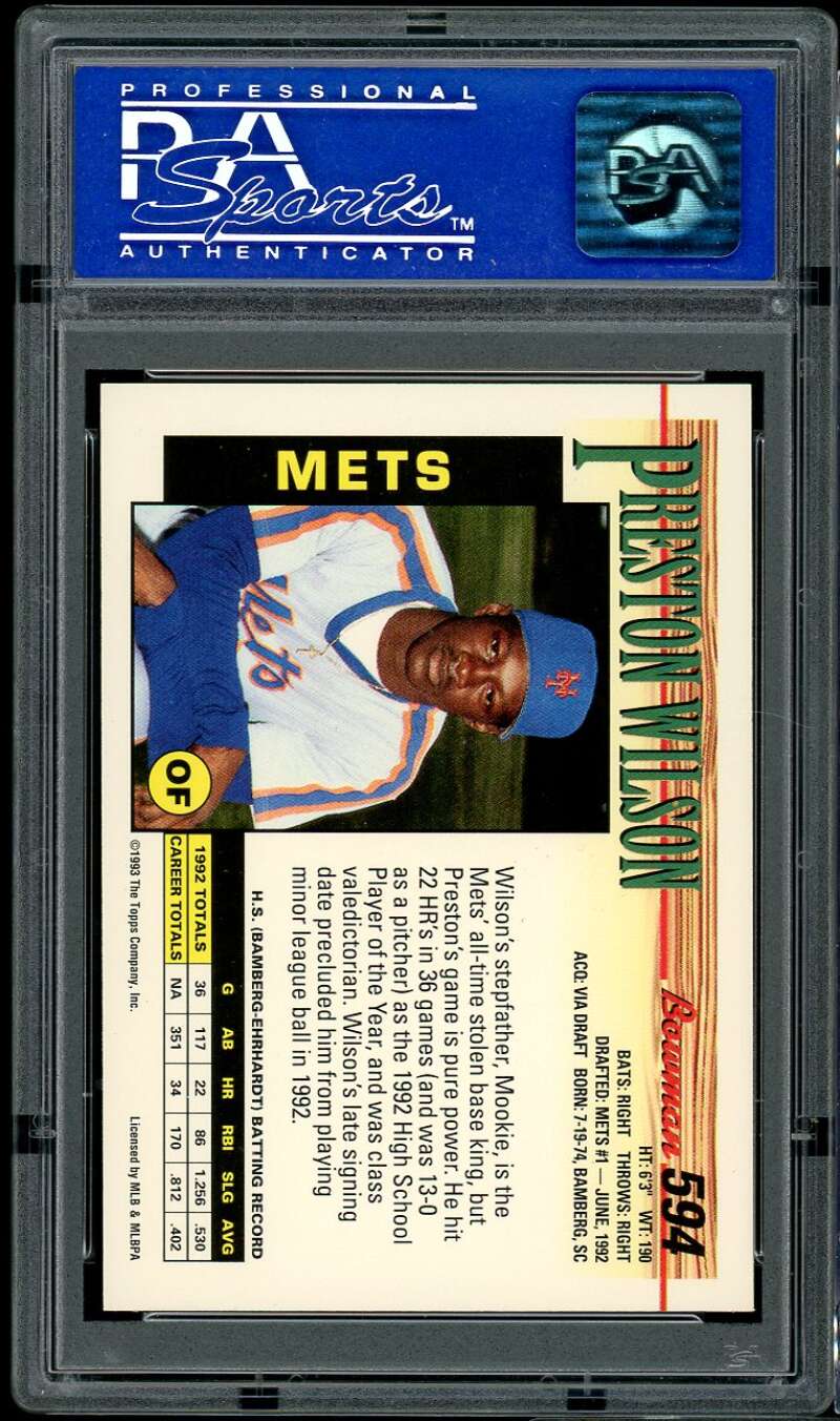 Preston Wilson Rookie Card 1993 Bowman #594 PSA 8 Image 2