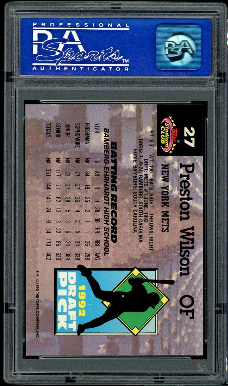 Preston Wilson Rookie Card 1993 Stadium Club Murphy #27 PSA 9 Image 2