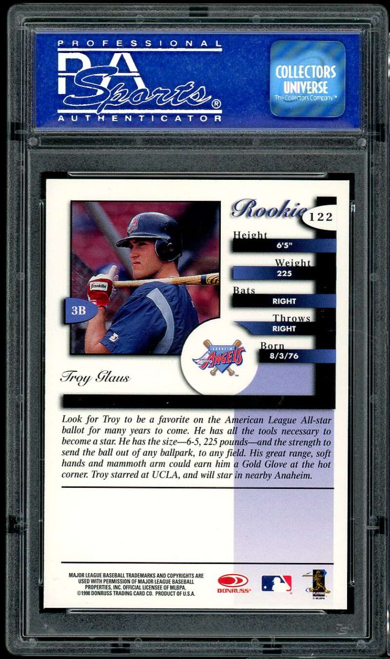 Troy Glaus Rookie Card 1998 Donruss Signature #122 PSA 9 Image 2