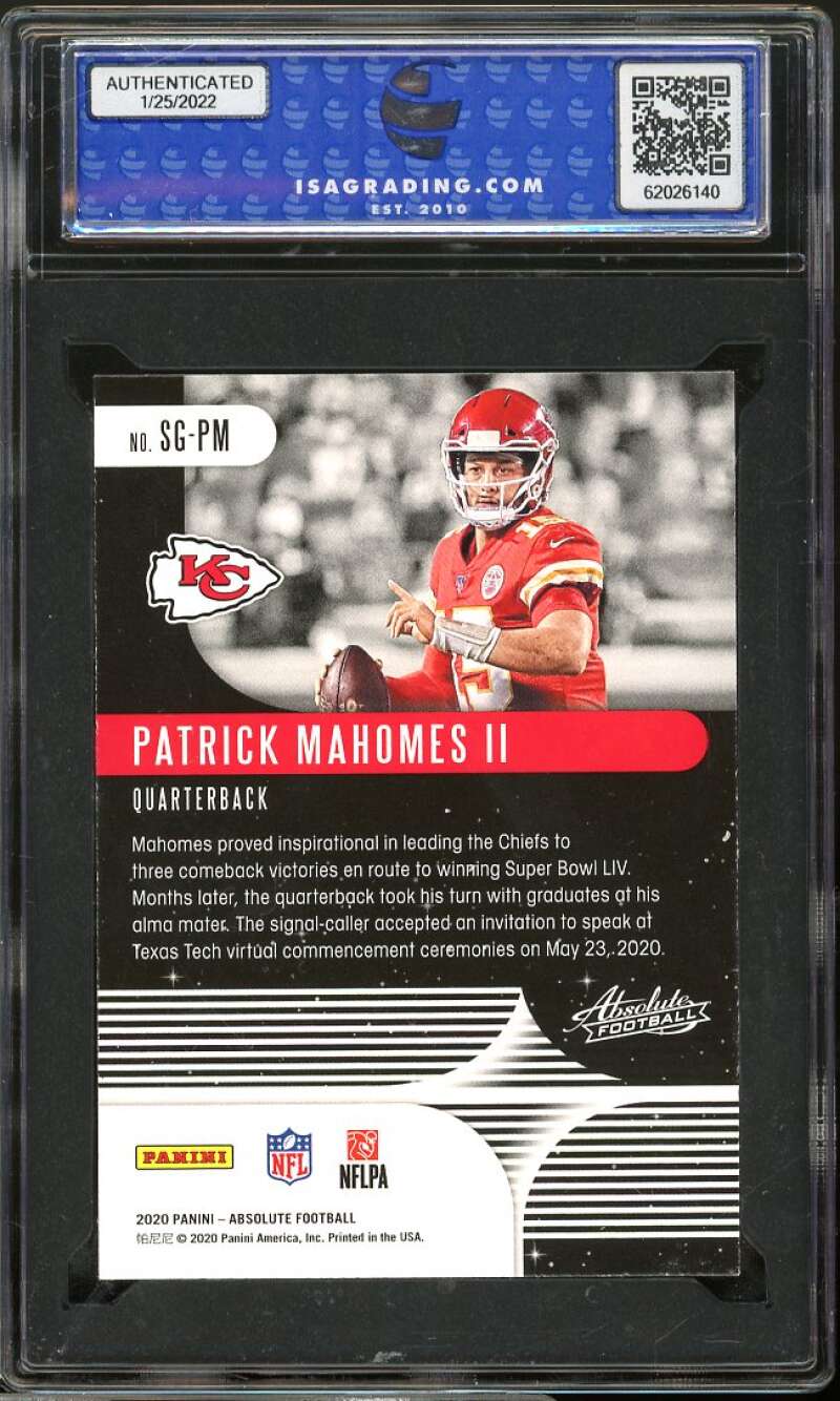 Patrick Mahomes Card 2020 Panini Absolute Star Gazing #SG-PM ISA 9 MINT Image 2