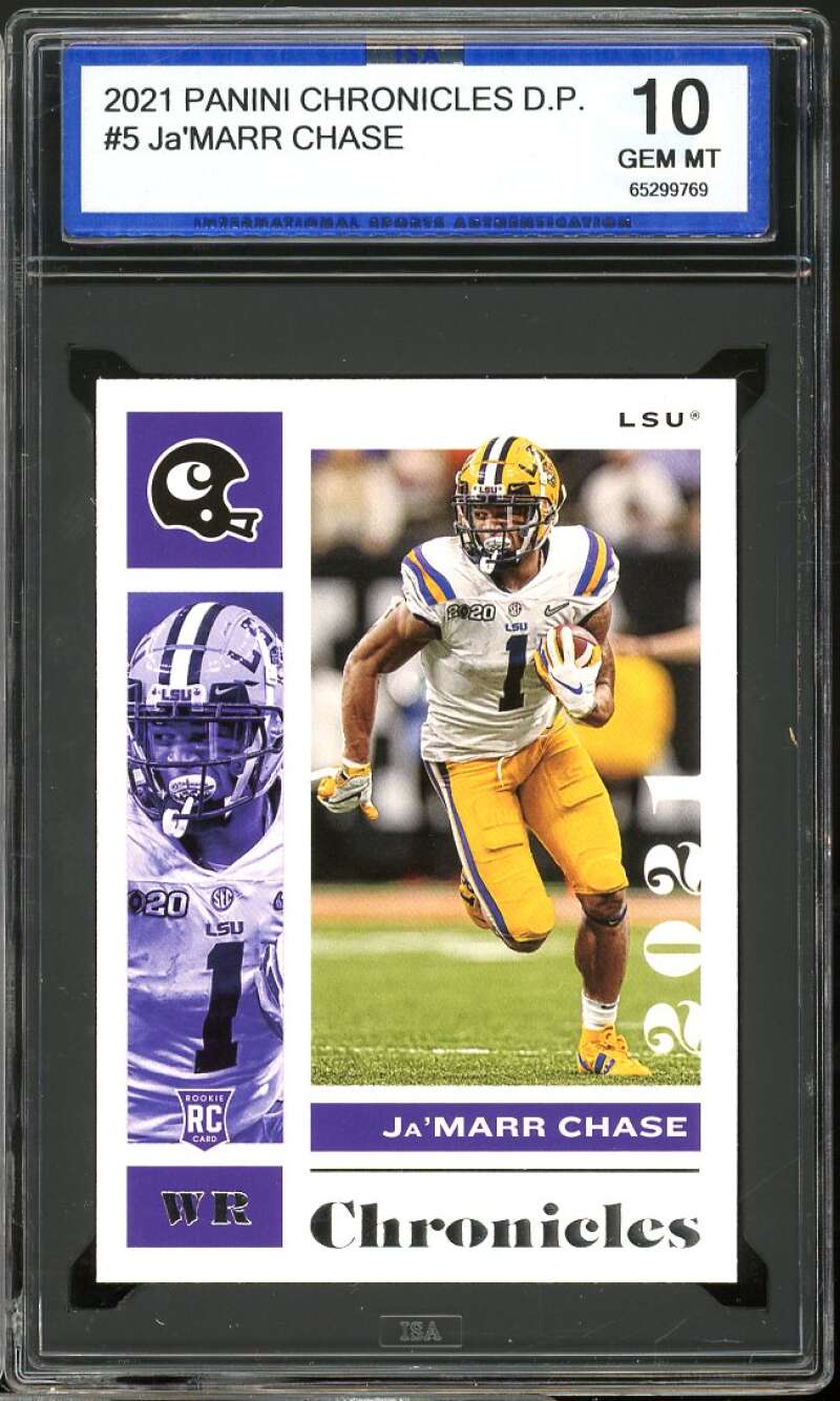 Ja'Marr Chase Rookie Card 2021 Panini Chronicles D.P. #5 ISA 10 GEM MT Image 1