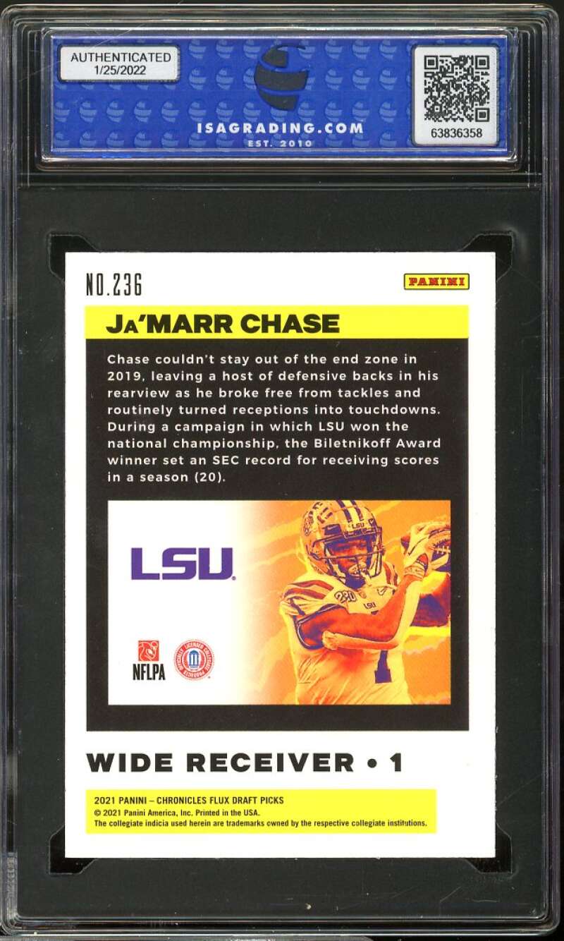 Ja'Marr Chase Rookie Card 2021 Panini Chronicles D.P. Flux #236 ISA 10 GEM MT Image 2