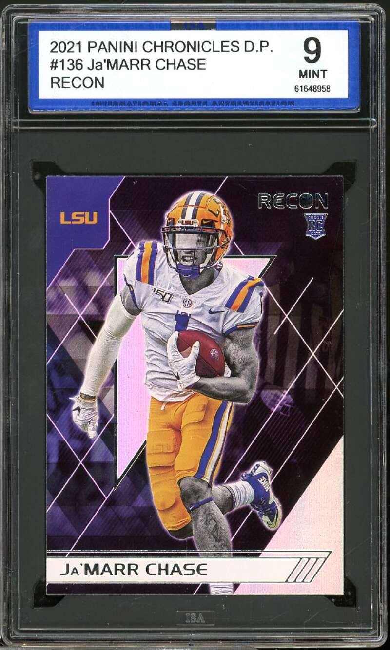 Ja'Marr Chase Rookie Card 2021 Panini Chronicles D.P. Recon #136 ISA 9 MINT Image 1