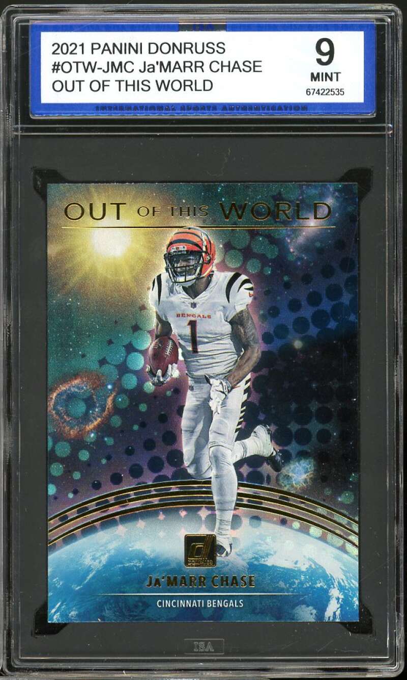 Ja'Marr Chase Rookie 2021 Panini Donruss Out Of This World #OTW-JMC ISA 9 MINT Image 1