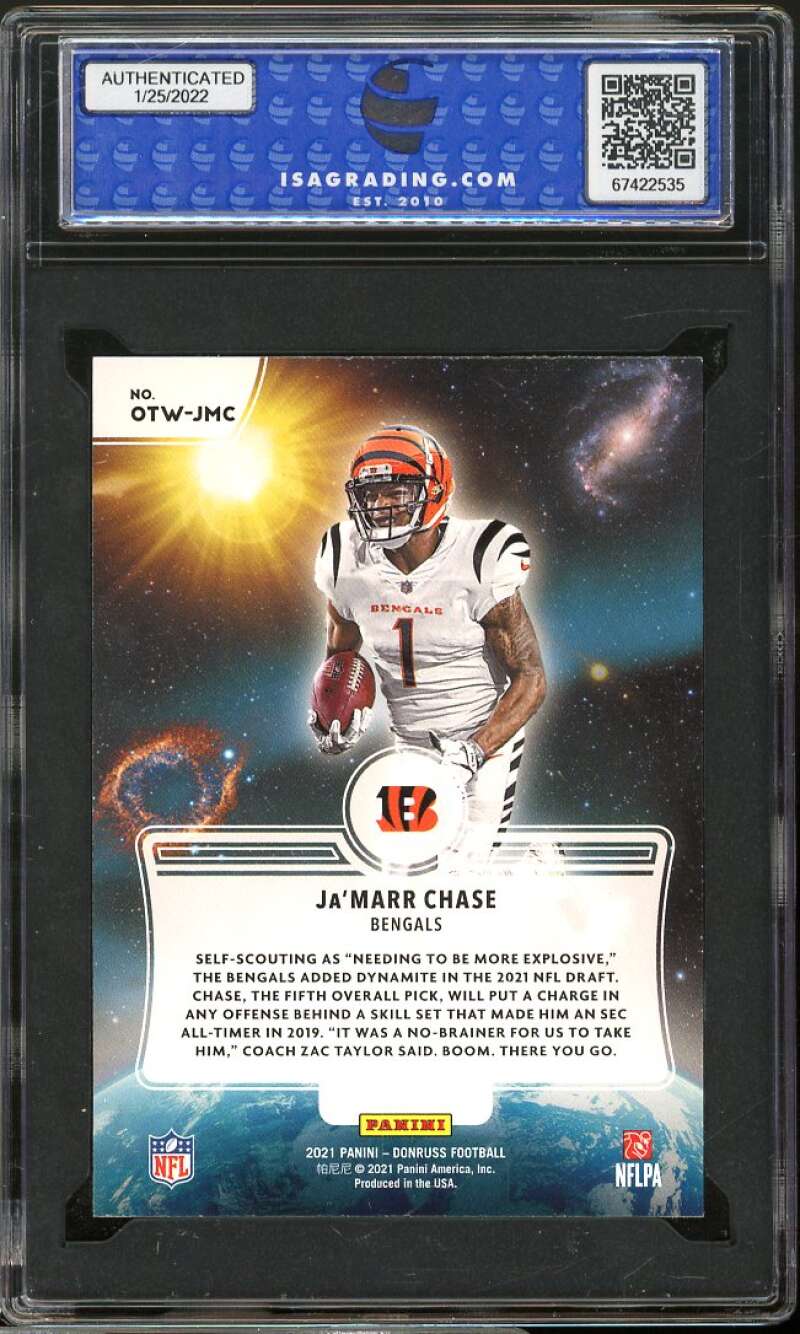 Ja'Marr Chase Rookie 2021 Panini Donruss Out Of This World #OTW-JMC ISA 9 MINT Image 2