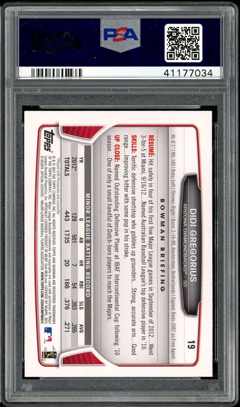 Didi Gregorius Rookie Card 2013 Bowman Draft Picks n Prospects #19 PSA 9 Image 2