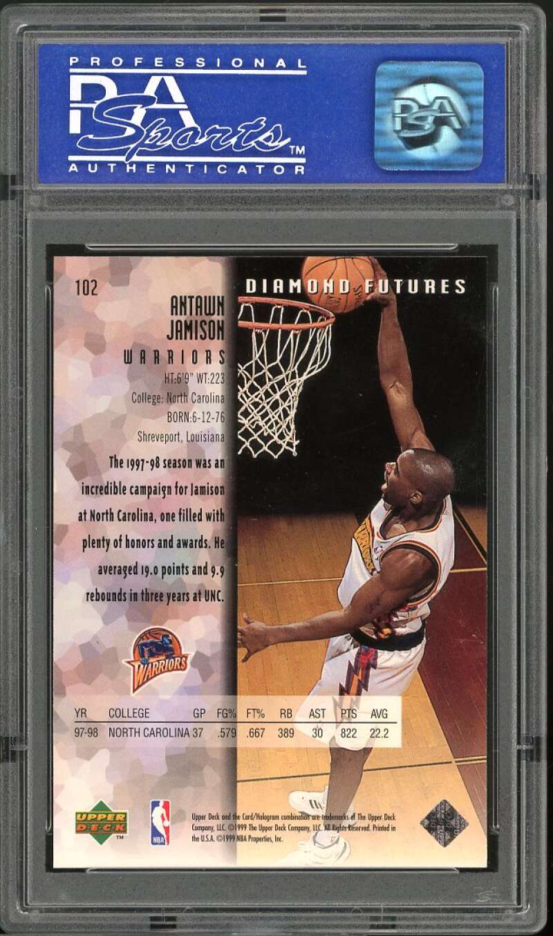 Antawn Jamison Rookie Card 1998-99 U.D. Black Diamond #102 PSA 8 Image 2