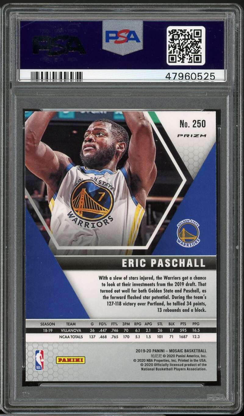 Eric Paschall Rookie Card 2019-20 Panini Mosaic Mosaic #250 PSA 9 Image 2