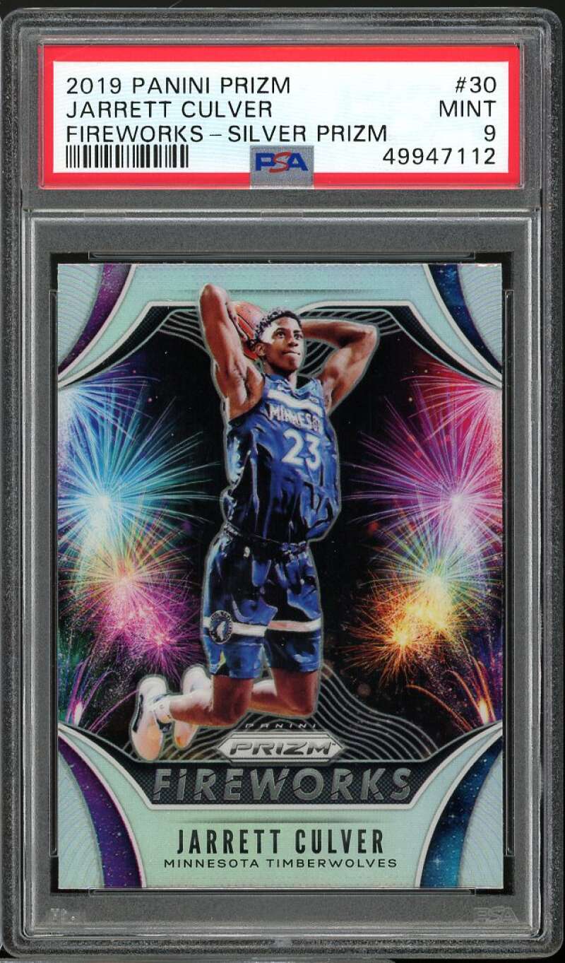 Jarrett Culver Rookie Card 2019-20 Panini Prizm Fireworks Silver Prizm #30 PSA 9 Image 1