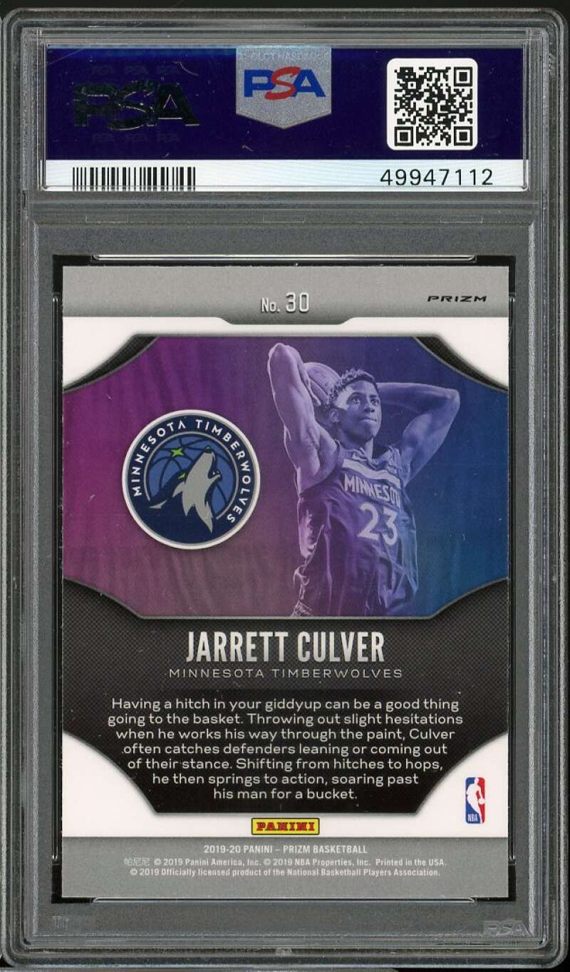 Jarrett Culver Rookie Card 2019-20 Panini Prizm Fireworks Silver Prizm #30 PSA 9 Image 2