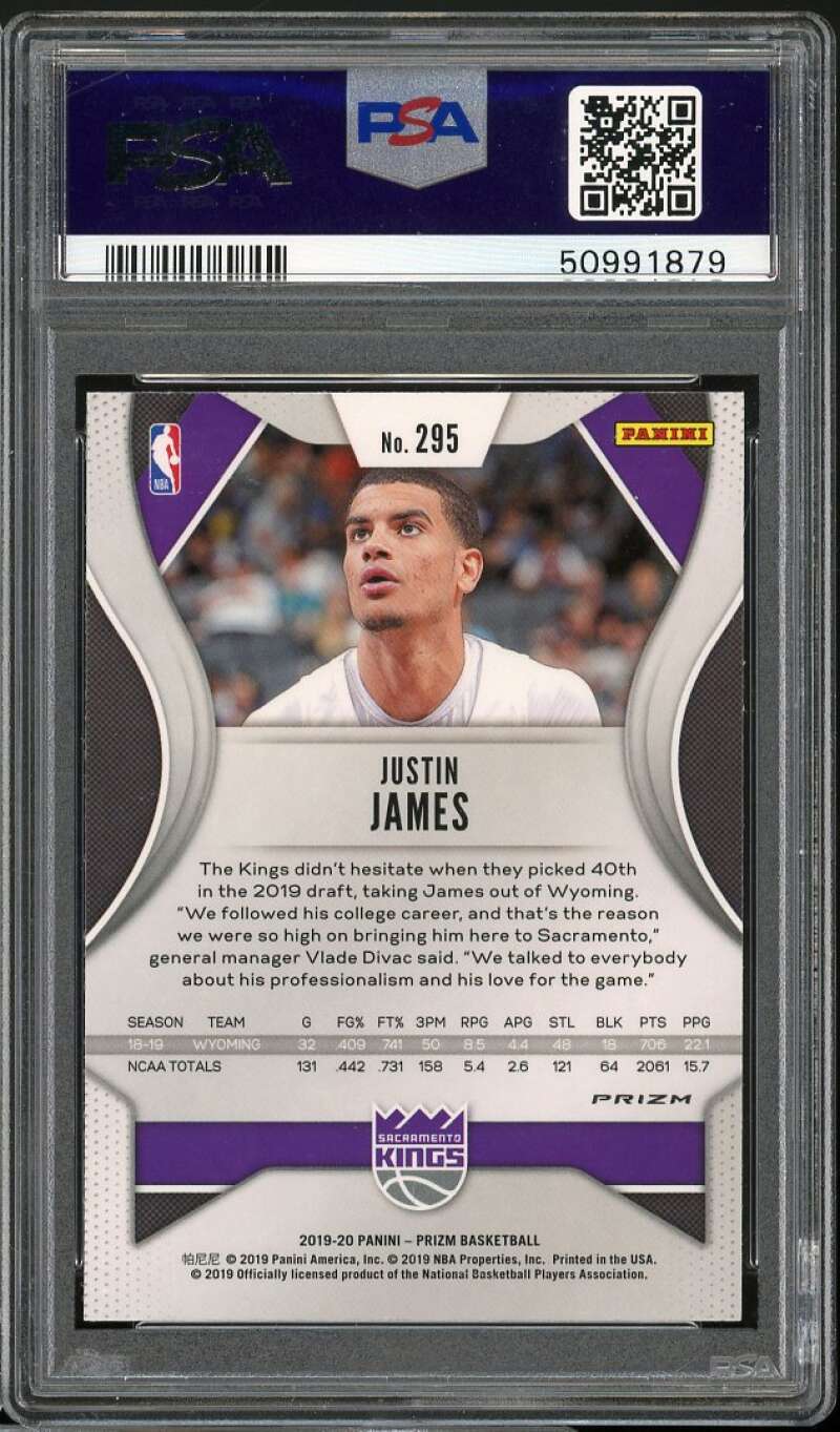 Justin James Rookie Card 2019-20 Panini Prizm Silver Prizm #295 PSA 9 Image 2