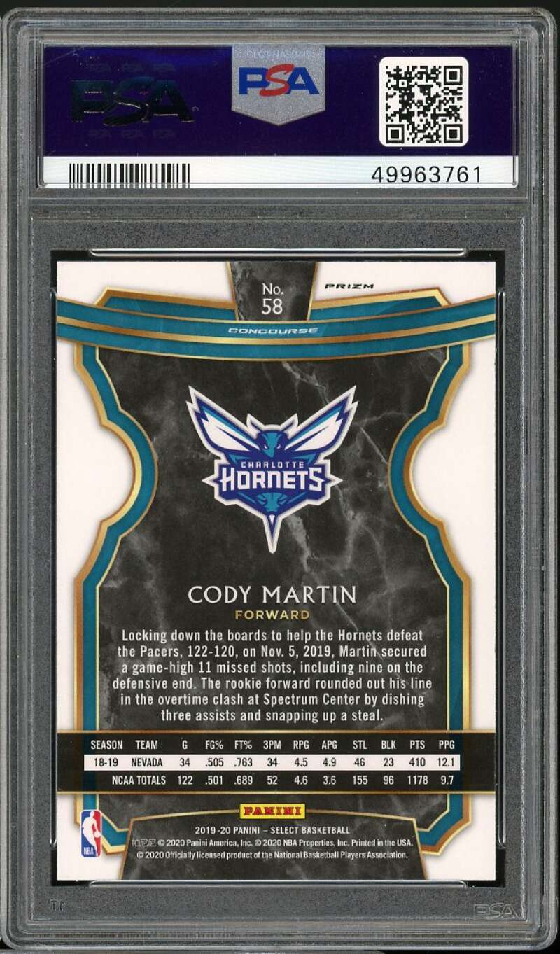 Cody Martin Rookie Card 2019-20 Panini Select Silver Prizm #58 PSA 9 Image 2