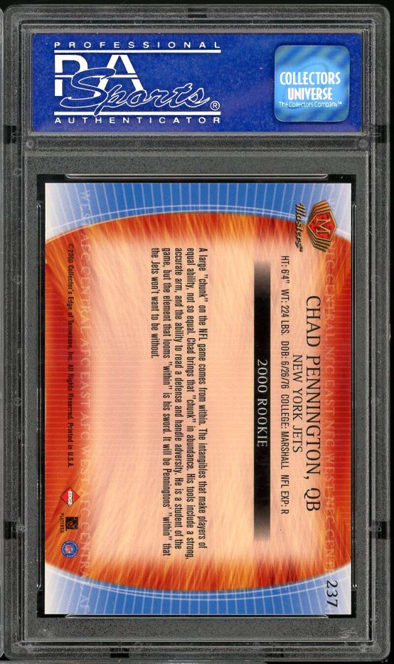 Chad Pennington Rookie Card 2000 Edge Masters Retail #237 PSA 9 Image 2