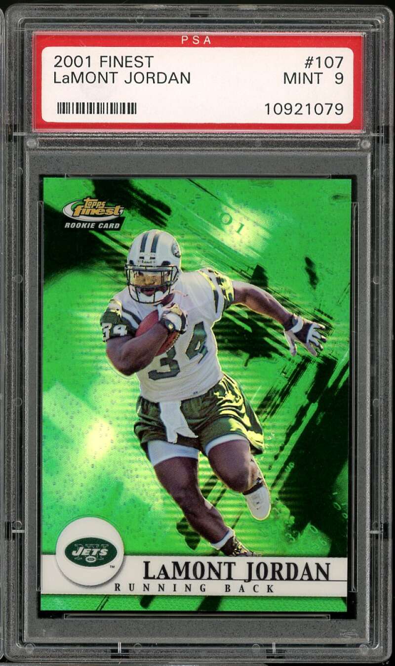 LaMont Jordan Rookie Card 2001 Finest #107 PSA 9 Image 1