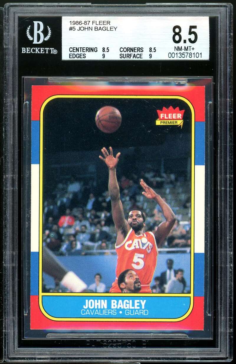 John Bagley Rookie Card 1986-87 Fleer #5 BGS 8.5 (8.5 8.5 9 9) Image 1