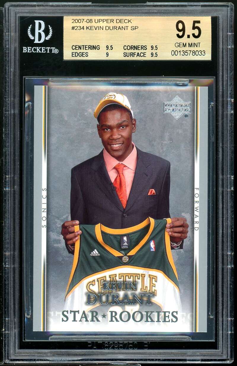 Kevin Durant Rookie Card 2007-08 Upper Deck #234 BGS 9.5 (9.5 9.5 9 9.5) Image 1