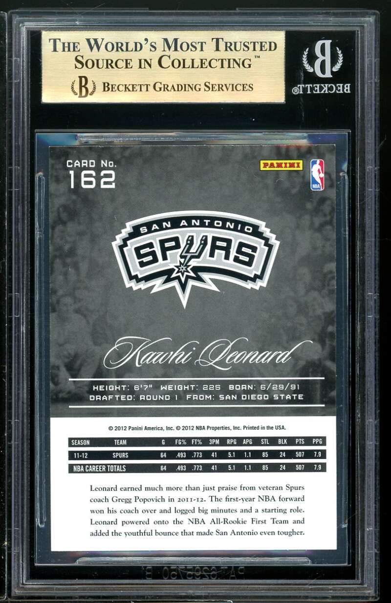 Kawhi Leonard Rookie Card 2012-13 Prestige #162 BGS 9.5 (9.5 9.5 9 9.5) Image 2