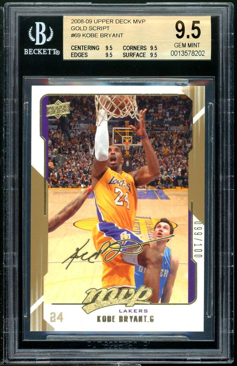 Kobe Bryant 2008-09 Upper Deck MVP Gold Script #69 (pop 1) BGS 9.5 Image 1