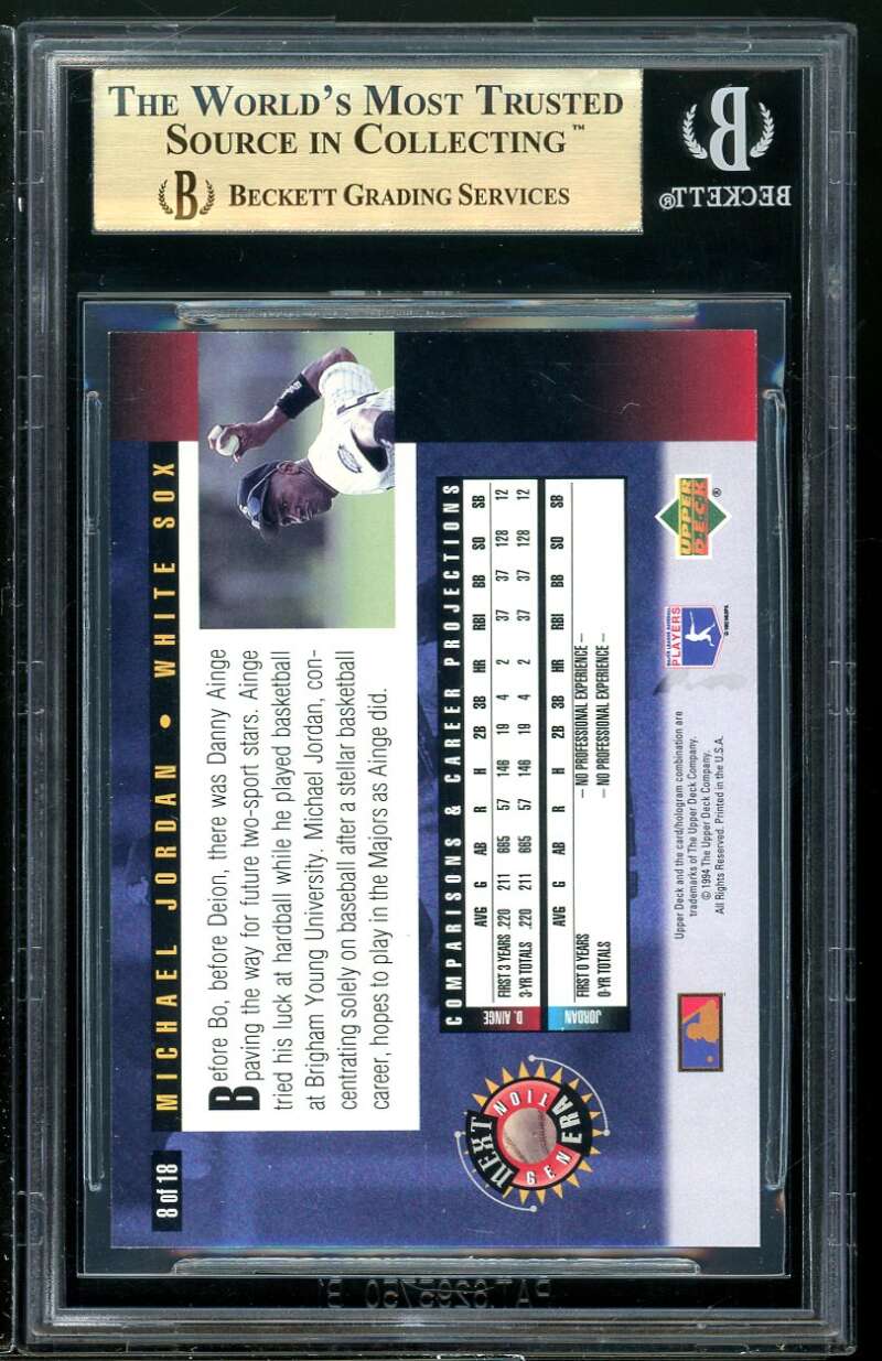 Michael Jordan Baseball Rookie 1994 Upper Deck NG #8 (pop 8) BGS 9.5 Image 2