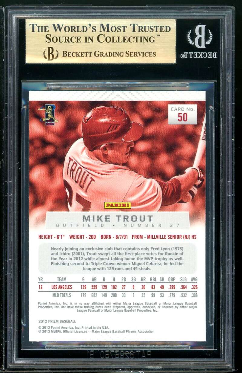Mike Trout Card 2012 Panini Prizm #50 BGS 9.5 (9.5 9.5 10 9.5) Image 2
